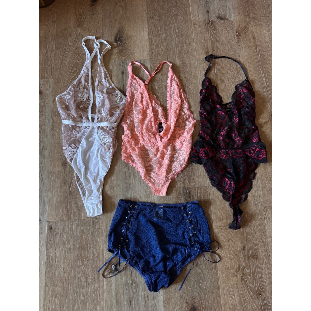 Lingerie Bundle Lace Bodysuits & High Waist Panties 4pc